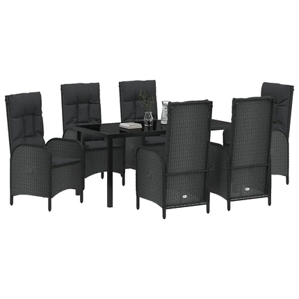 Trädgårdsmöbelset med kudde 7 pcs Svart konstrotting