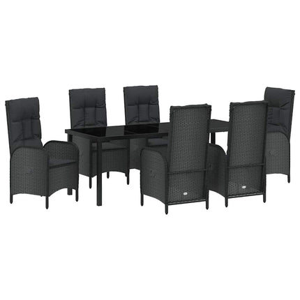 Trädgårdsmöbelset med kudde 7 pcs Svart konstrotting