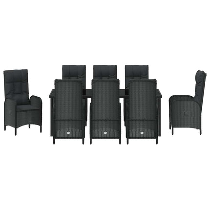 Trädgårdsmöbelset med kudde 9 pcs Svart konstrotting