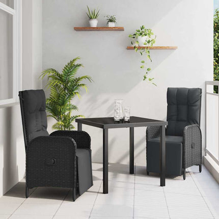 Trädgårdsmöbelset med kudde 3 pcs Svart konstrotting