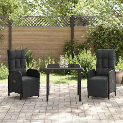 Trädgårdsmöbelset med kudde 3 pcs Svart konstrotting