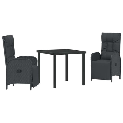 Trädgårdsmöbelset med kudde 3 pcs Svart konstrotting