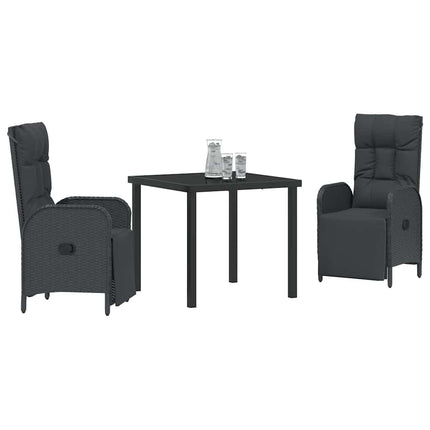 Trädgårdsmöbelset med kudde 3 pcs Svart konstrotting