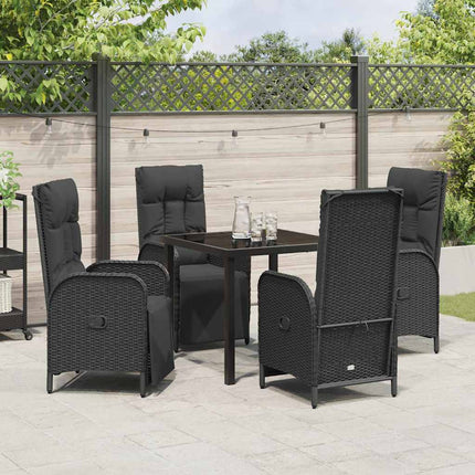 Trädgårdsmöbelset med kudde 5 pcs Svart konstrotting