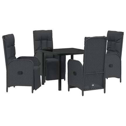 Trädgårdsmöbelset med kudde 5 pcs Svart konstrotting