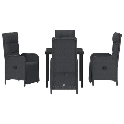 Trädgårdsmöbelset med kudde 5 pcs Svart konstrotting