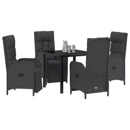 Trädgårdsmöbelset med kudde 5 pcs Svart konstrotting