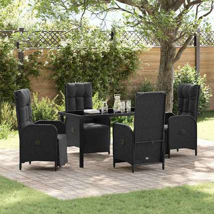 Trädgårdsmöbelset med kudde 5 pcs Svart konstrotting