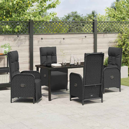 Trädgårdsmöbelset med kudde 5 pcs Svart konstrotting