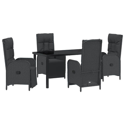 Trädgårdsmöbelset med kudde 5 pcs Svart konstrotting