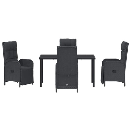 Trädgårdsmöbelset med kudde 5 pcs Svart konstrotting