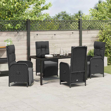Trädgårdsmöbelset med kudde 5 pcs Svart konstrotting