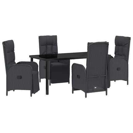 Trädgårdsmöbelset med kudde 5 pcs Svart konstrotting