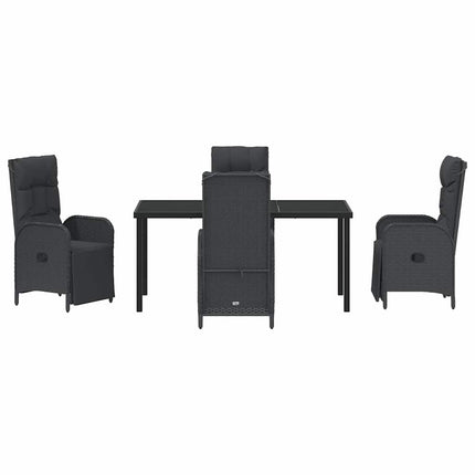 Trädgårdsmöbelset med kudde 5 pcs Svart konstrotting