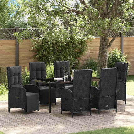 Trädgårdsmöbelset med kudde 7 pcs Svart konstrotting