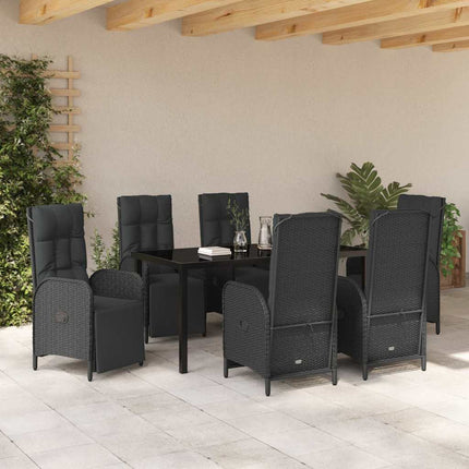 Trädgårdsmöbelset med kudde 7 pcs Svart konstrotting