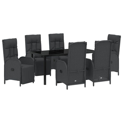 Trädgårdsmöbelset med kudde 7 pcs Svart konstrotting