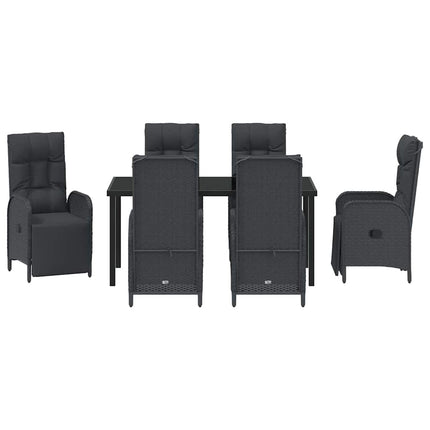 Trädgårdsmöbelset med kudde 7 pcs Svart konstrotting
