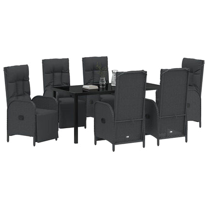 Trädgårdsmöbelset med kudde 7 pcs Svart konstrotting