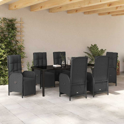 Trädgårdsmöbelset med kudde 7 pcs Svart konstrotting