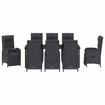 Trädgårdsmöbelset med kudde 9 pcs Svart konstrotting