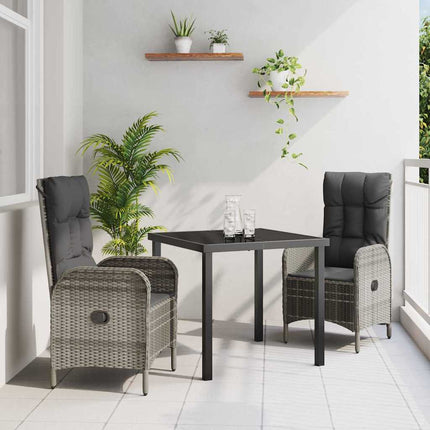 Trädgårdsmöbelset med kudde 3 pcs Grå konstrotting