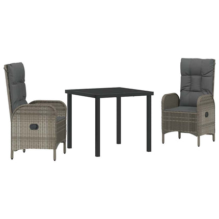 Trädgårdsmöbelset med kudde 3 pcs Grå konstrotting