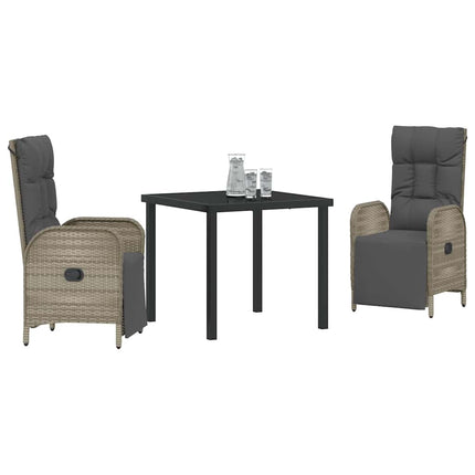 Trädgårdsmöbelset med kudde 3 pcs Grå konstrotting