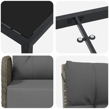 Trädgårdsmöbelset med kudde 5 pcs Grå konstrotting
