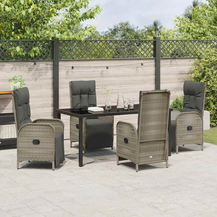 Trädgårdsmöbelset med kudde 5 pcs Grå konstrotting