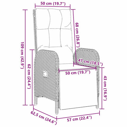 Trädgårdsmöbelset med kudde 7 pcs Grå konstrotting