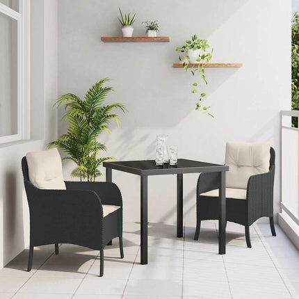 Trädgårdsmöbelset med kudde 3 pcs Svart konstrotting