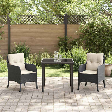 Trädgårdsmöbelset med kudde 3 pcs Svart konstrotting