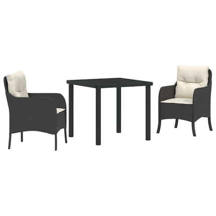Trädgårdsmöbelset med kudde 3 pcs Svart konstrotting