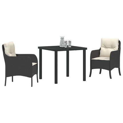 Trädgårdsmöbelset med kudde 3 pcs Svart konstrotting