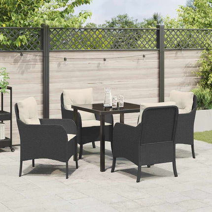 Trädgårdsmöbelset med kudde 5 pcs Svart konstrotting