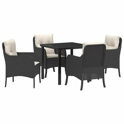 Trädgårdsmöbelset med kudde 5 pcs Svart konstrotting