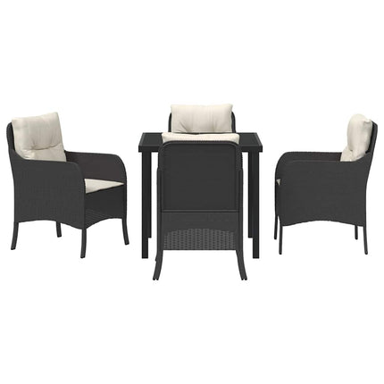 Trädgårdsmöbelset med kudde 5 pcs Svart konstrotting