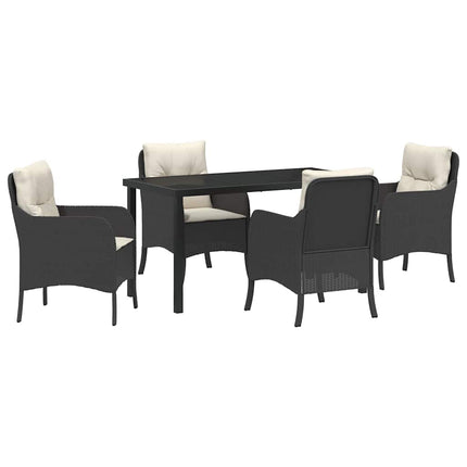 Trädgårdsmöbelset med kudde 5 pcs Svart konstrotting