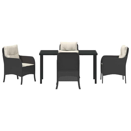 Trädgårdsmöbelset med kudde 5 pcs Svart konstrotting