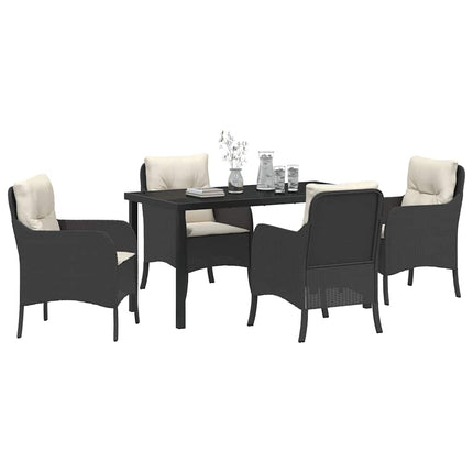 Trädgårdsmöbelset med kudde 5 pcs Svart konstrotting
