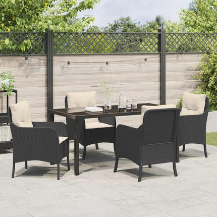 Trädgårdsmöbelset med kudde 5 pcs Svart konstrotting