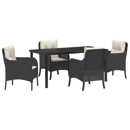 Trädgårdsmöbelset med kudde 5 pcs Svart konstrotting