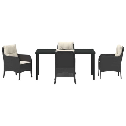 Trädgårdsmöbelset med kudde 5 pcs Svart konstrotting