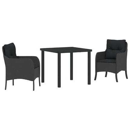 Trädgårdsmöbelset med kudde 3 pcs Svart konstrotting