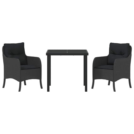 Trädgårdsmöbelset med kudde 3 pcs Svart konstrotting