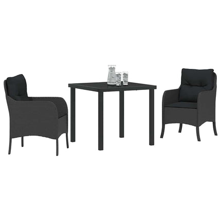 Trädgårdsmöbelset med kudde 3 pcs Svart konstrotting