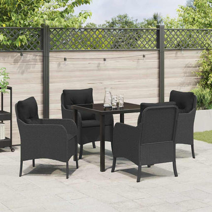 Trädgårdsmöbelset med kudde 5 pcs Svart konstrotting
