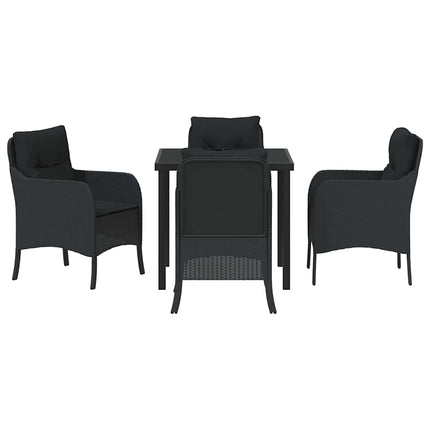 Trädgårdsmöbelset med kudde 5 pcs Svart konstrotting