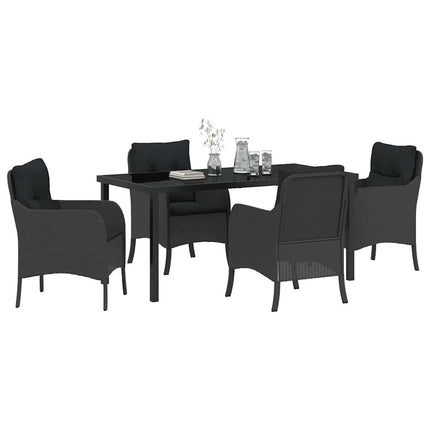 Trädgårdsmöbelset med kudde 5 pcs Svart konstrotting
